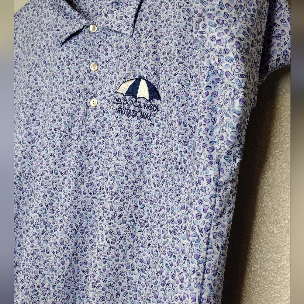Peter Millar Summer Comfort Wine Cup Print Golf Short Sleeve Polo Shirt Sz XL - Picture 8 of 15